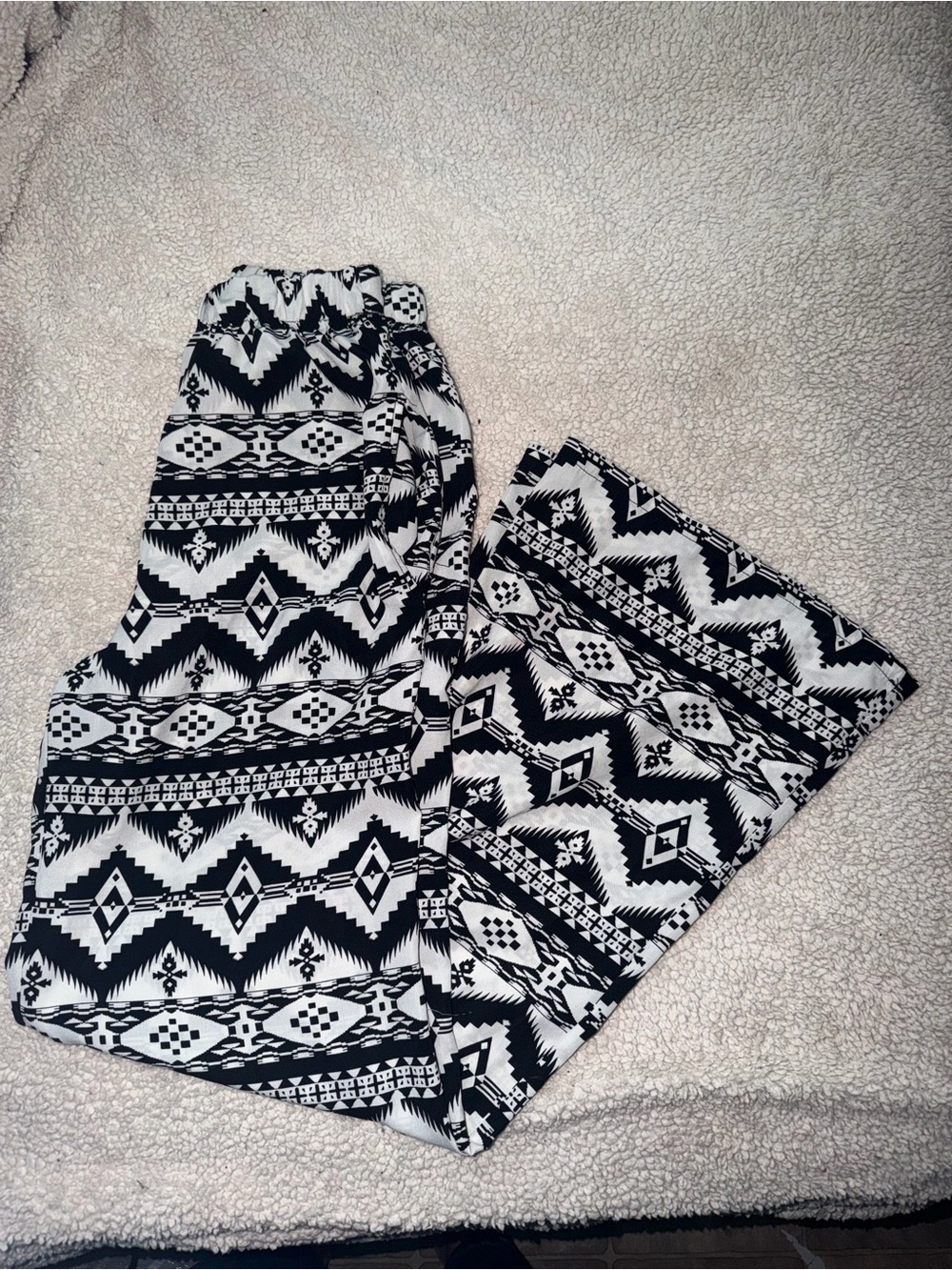 Black & White Aztec Print Wide Leg Pants